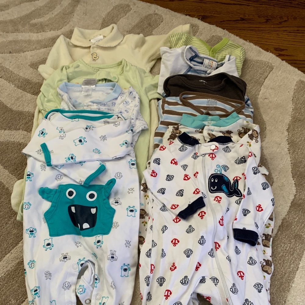 10 Baby Boy Sleep and Play Footies